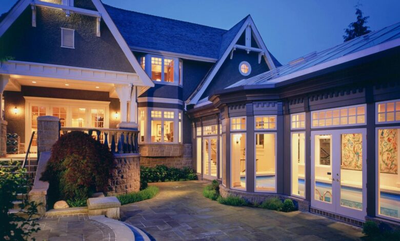 a large house with a lot of windows