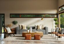 white and brown living room set